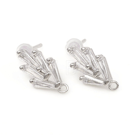 Brass Stud Earring Findings X-ZIRC-L096-16P-1