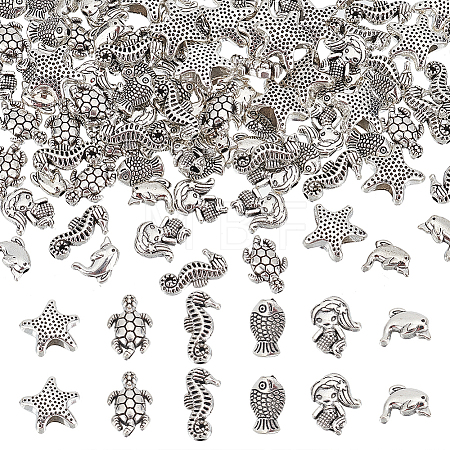 120Pcs 6 Style Tibetan Style Alloy Beads TIBEB-PH0004-92-1