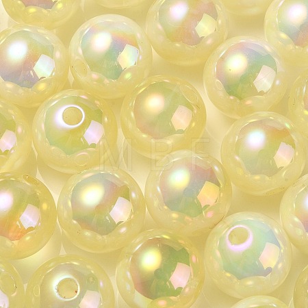 UV Plating Rainbow Iridescent Acrylic Beads OACR-F004-04A-1