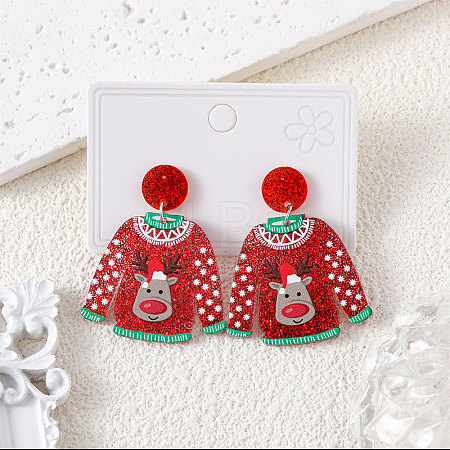 Christmas Acrylic Dangle Stud Earrings FS-WGF523C-05-1