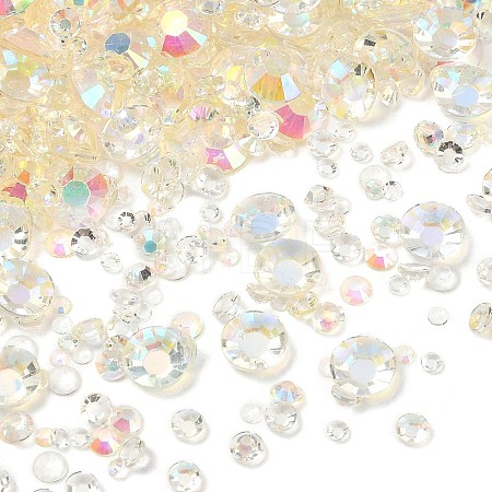 Electroplated Transparent Flat Back Resin Rhinestone Cabochons RESI-XCP0002-44F-1