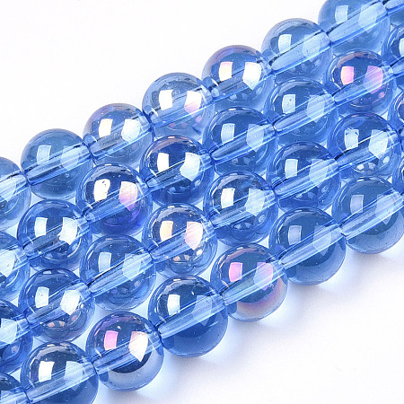 Electroplate Transparent Glass Beads Strands GLAA-T032-T6mm-AB04-1