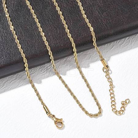 10Pcs 2MM 304 Stainless Steel Rope Chain Necklaces NJEW-G203-08G-1