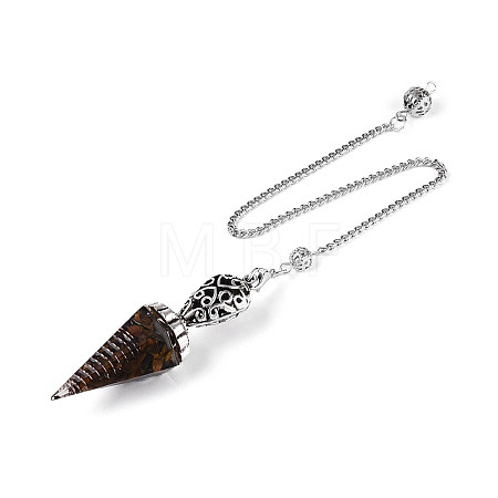 Natural Tiger Eye Chip & Epoxy Resin Dowsing Pendulum Big Pendants AJEW-N004-01F-1