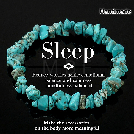 Natural Turquoise Chip Beaded Stretch Bracelets JI5766-4-1