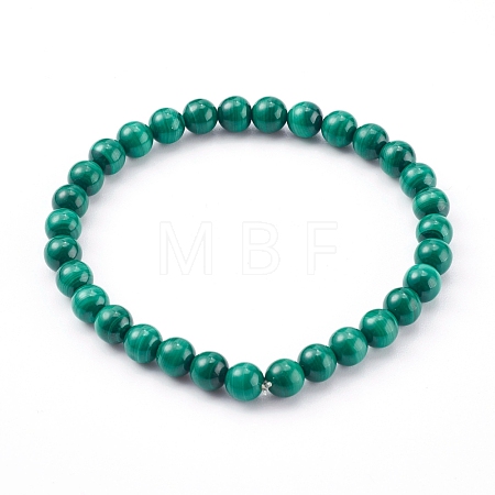 Natural Malachite Beaded Stretch Bracelets BJEW-JB05991-1