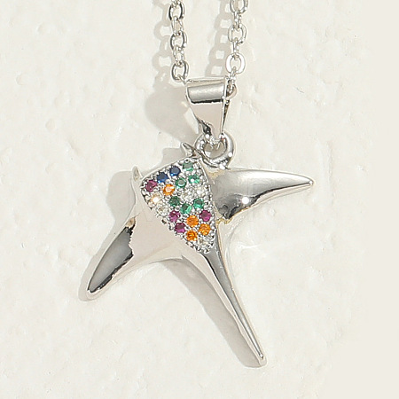 Brass Micro Pave Colorful Cubic Zirconia Pendant Necklaces for Women WGA87B1-04-1