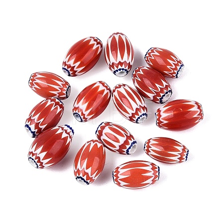 Handmade Millefiori Glass Barrel Beads LA-N002-04B-1