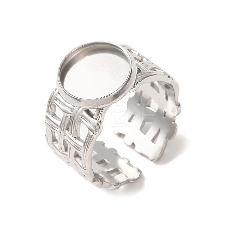 Woven Bezel 304 Stainless Steel Cuff Ring Components SA-CBAD8FA-01P-02-1