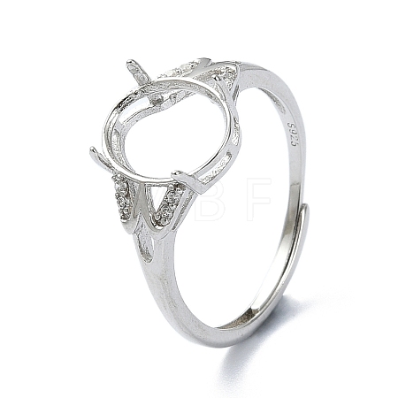 Adjustable 925 Sterling Silver 4 Prongs Ring Settings STER-K179-31P-1