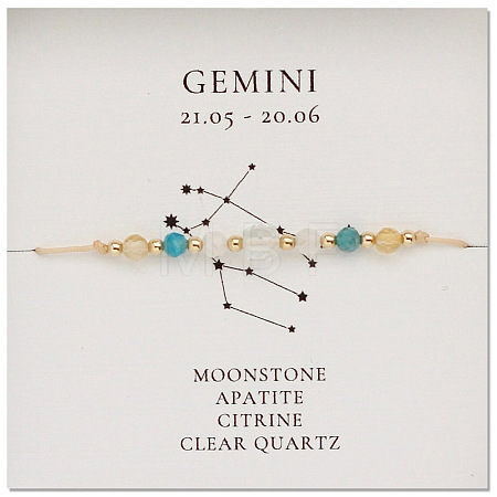Natural stone constellation bracelet with 12 zodiac signs NR2952-9-1