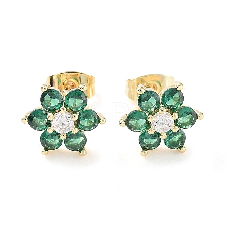 Brass Micro Pave Cubic Zirconia Stud Earrings EJEW-P247-05G-02-1