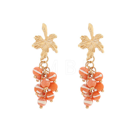 Alloy Resin Stud Dangle Earrings for Women WGF3FFF-02-1