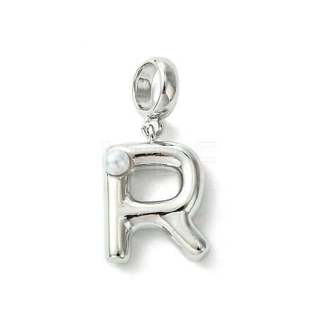 Rack Plating Brass with ABS Plastic Pearl European Dangle Charms KK-G501-02R-P-1