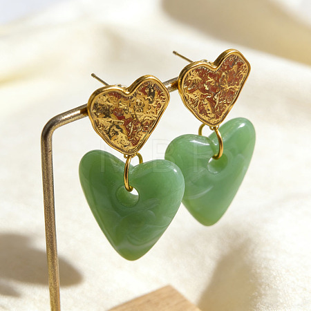 304 Stainless Steel & Acrylic Dangle Stud Earrings for Women WG34565-01-1