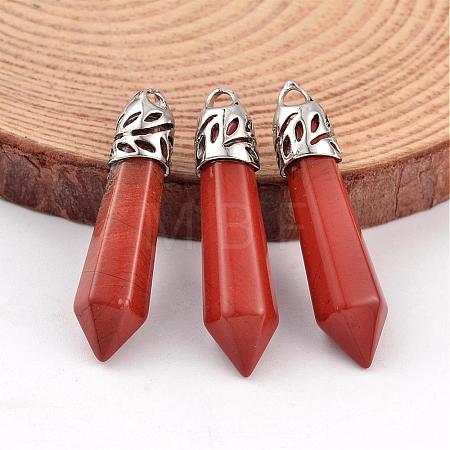 Bullet Natural Red Jasper Pointed Pendants G-E332-C06-1