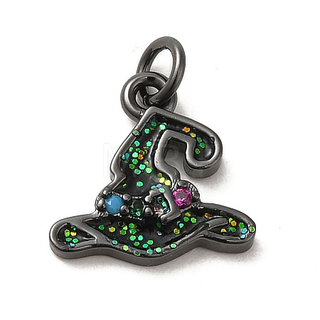 Halloween Sequins Brass Enamel Pendants KK-A203-02B-1