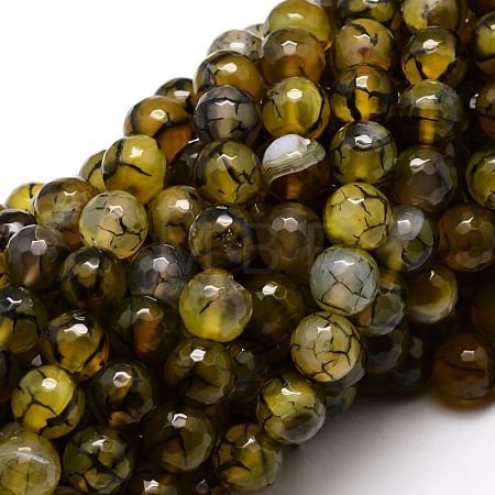 Dyed Natural Agate Faceted Round Beads Strands G-E320E-8mm-11-1