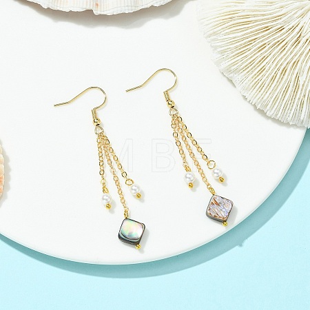 Shell Pearl & Abalone Shell/Paua Shell Dangle Earrings for Women EJEW-JE07328-02-1