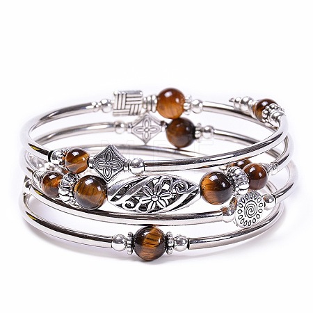 Bohemian Multi-Layered Natural Tiger Eye Wrap Bracelet Women's Jewelry LS-MV3343-3-1