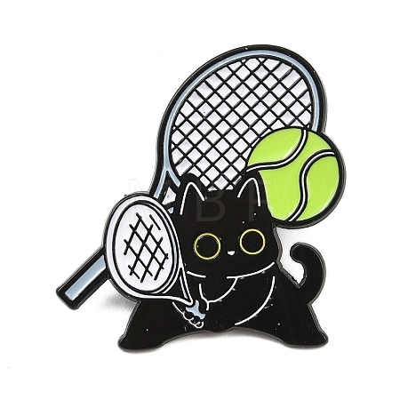 Cat with Tennis Sport Enamel Pins JEWB-I052-05EB-03-1