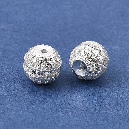 925 Sterling Silver Micro Pave Clear Cubic Zirconia Beads SE-CBAF1B2-07S-1