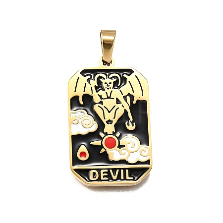 Tarot 304 Stainless Steel Enamel Pendants STAS-M119-09A-G-1