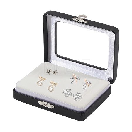 PU Imitation Leather Loose Diamond Storage Boxes with Clear Acrylic Hinged Lid & Beige Velvet Inside AJEW-WH0817-035-1