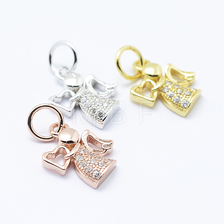 Brass Micro Pave Cubic Zirconia Charms KK-P133-03-NR-1