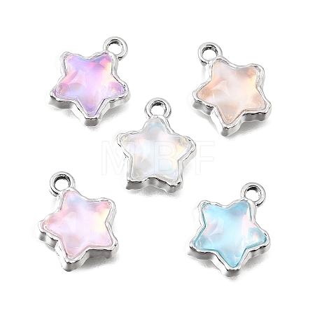 UV Plating Alloy and Glass Pendants GL-CBA6CEF-01P-1