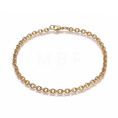 304 Stainless Steel Cable Chain Anklets LS-AJEW-H100-01G-1