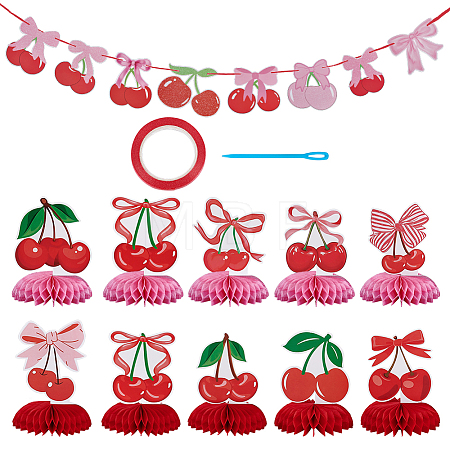 2 Bags 2 Styles Paper Cherry Hanging Banners AJEW-ME0003-93-1
