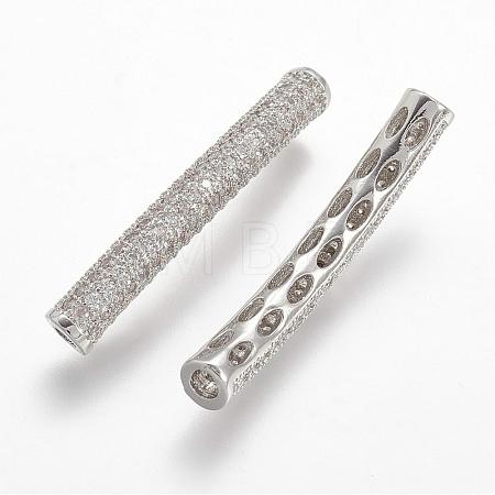 Brass Micro Pave Cubic Zirconia Tube Beads ZIRC-N025-60P-1