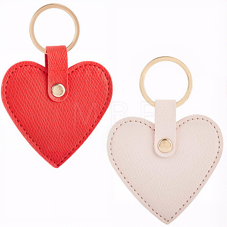 2Pcs 2 Colors PU Leather Keychain KEYC-CL0001-56-1