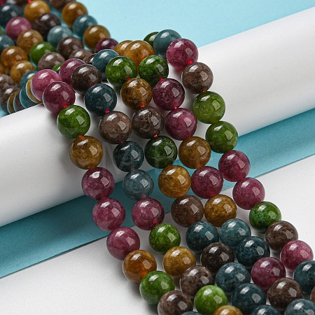 Natural Green Jade Imitation Tourmaline Beads Strands G-B046-08D-1