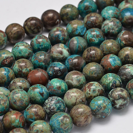 Dyed Natural Ocean Agate/Ocean Jasper Round Beads Strands G-E331-30A-1