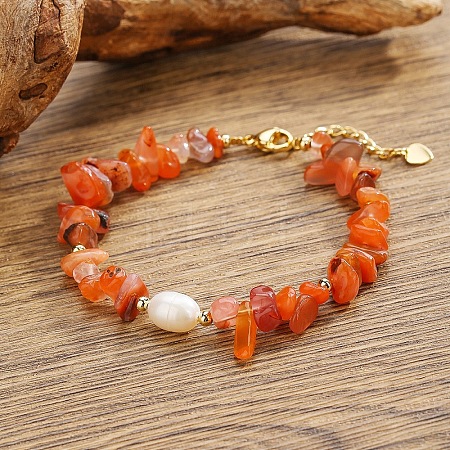 Elegant Bohemian Style Natural Red Agate Chip Beaded Bracelets WW5494-5-1