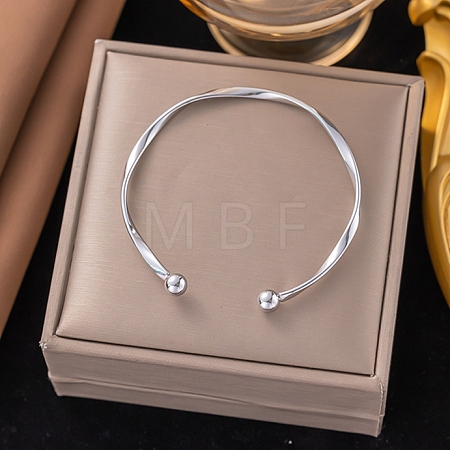 304 Stainless Steel Cuff Bangles for Women BJEW-D407-01P-1