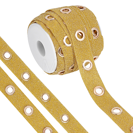 15 Yards Glitter Polyester Ribbon with Stainless Steel Eyelets OCOR-BC0009-66B-1
