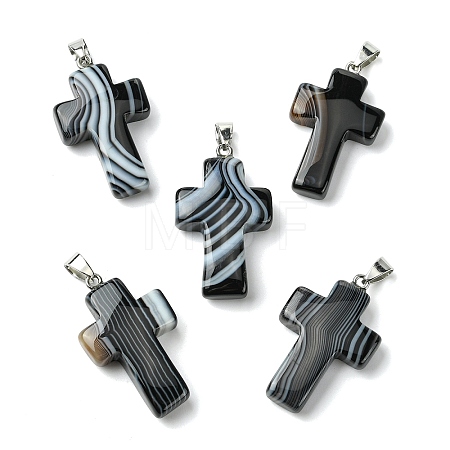 Natural Banded Agate Pendants GG-K002-11G-1