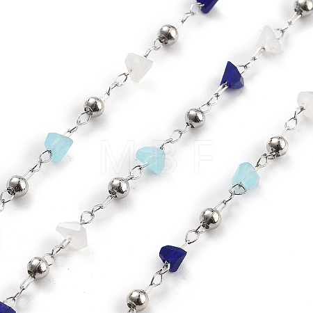 Handmade Brass & Glass Bead Chains CHC-L051-03P-02-1