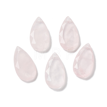 Natural Rose Quartz Faceted Pendants G-D082-01G-1