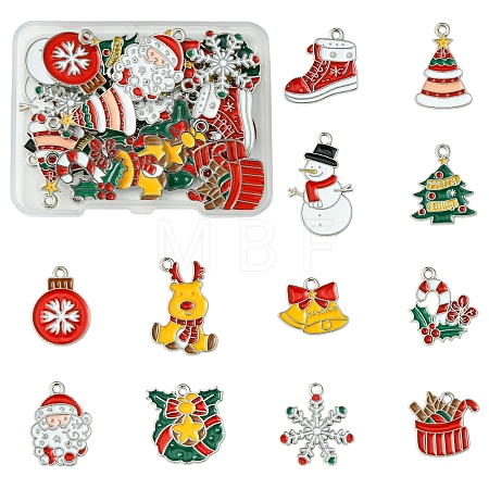 24Pcs 12 Styles Christmas Theme Alloy Enamel Pendants ENAM-FS0002-19G-1