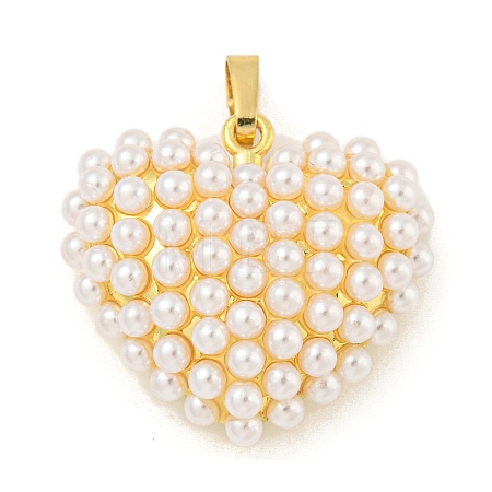 Rack Plating Brass & ABS Plastic Imitation Pearl Pendants X-KK-N255-03E-G-RS-1