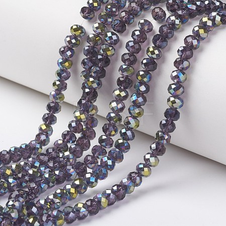 Electroplate Transparent Glass Beads Strands EGLA-A034-T4mm-S07-1