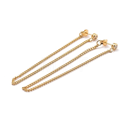 Long Chain Tassel Dangle Stud Earrings for Girl Women ZIRC-C025-24G-1