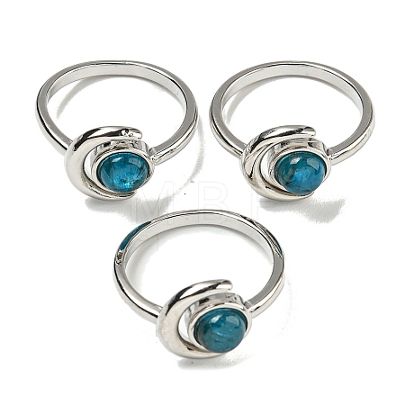 Natural Apatite Adjustable Rings RJEW-K269-09P-08-1