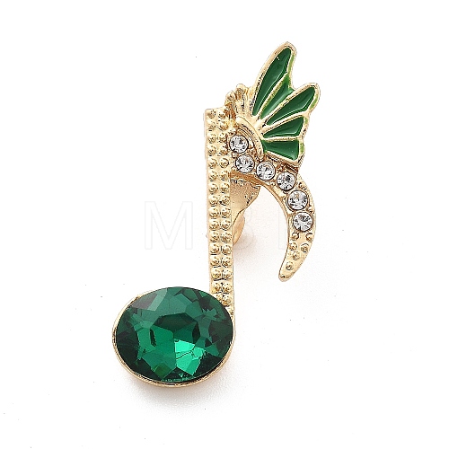 Musical Note Rhinestone Brooch Pins JEWB-A031-02G-02-1