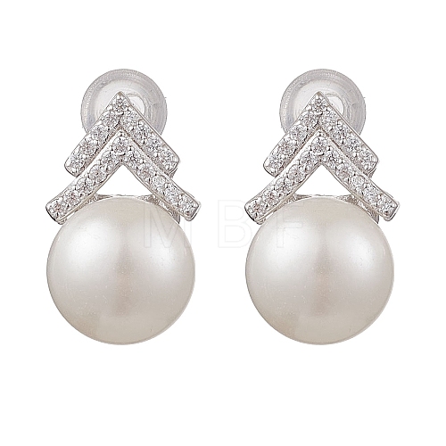 Natural Pearl Ear Studs EJEW-P286-28P-1