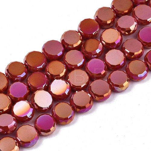 Electroplate Opaque Solid Color Glass Beads Strands EGLA-T020-07L-1